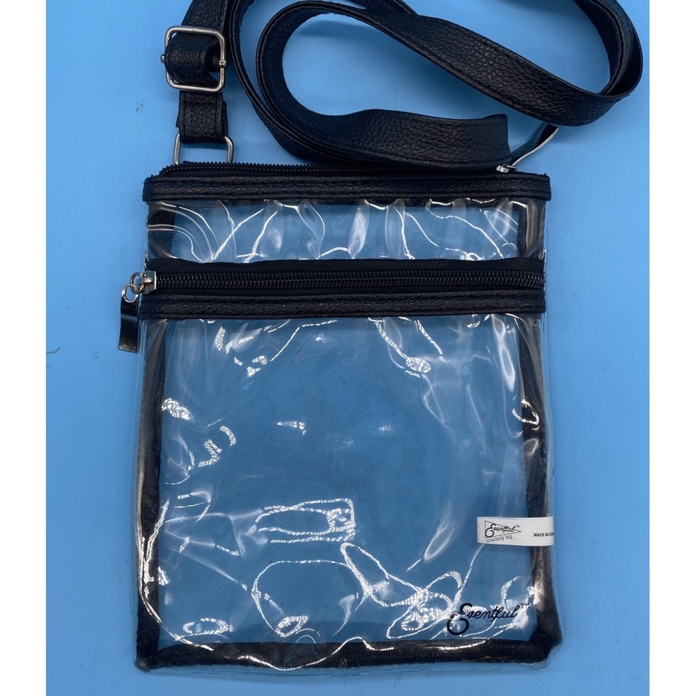 Eventful Clear Black Crossbody Bag Adjustable Strap Zipper Casual Travel